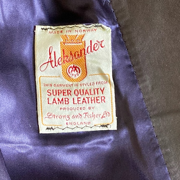 Vintage 1960s Mod Aleksander Norway Blue Lamb Leather Belted Jacket Women's S - Picture 8 of 16